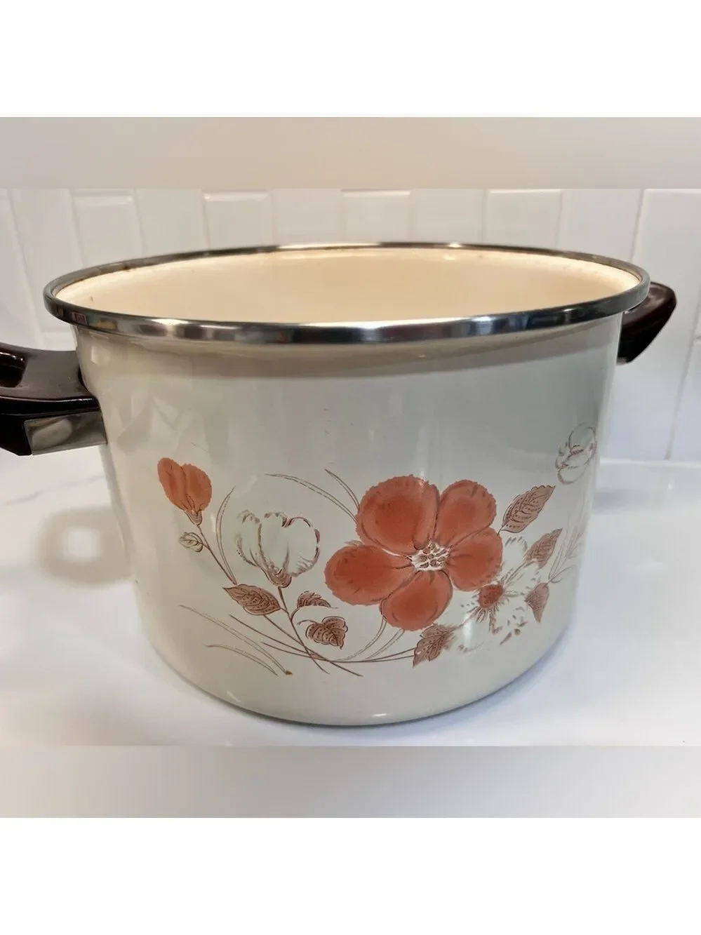 Vintage Hearthside Water Colors Blush Enamel Cookware 2 Gallon Pot